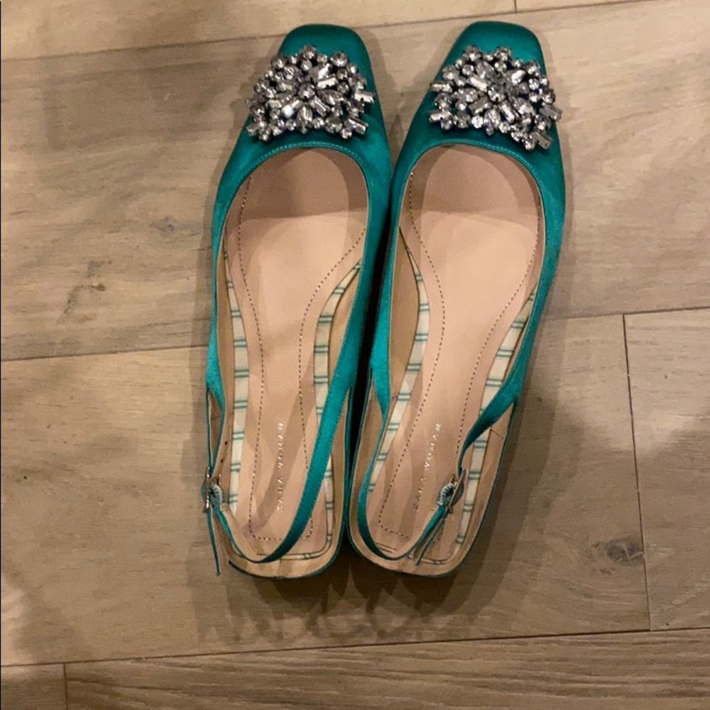 Zara green satin flats - size 37